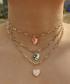 Yin Yang Heart Pendant Preppy Aesthetic Necklace